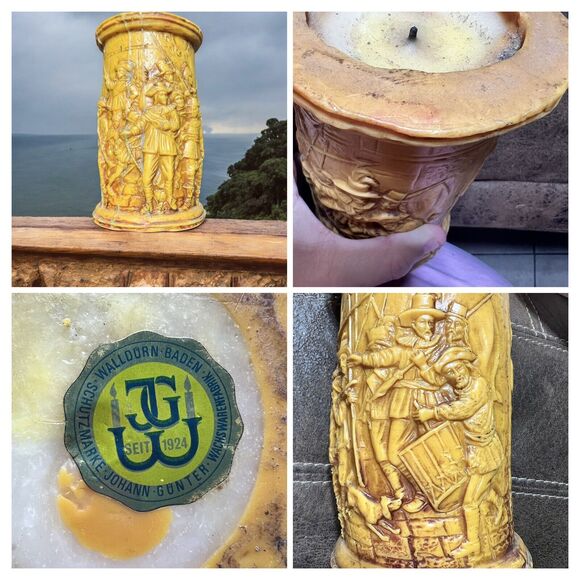 50’s German Johann Gunter Walldurn Baden Carved Candle 3D Musketeers Drummer - Picture 1 of 16